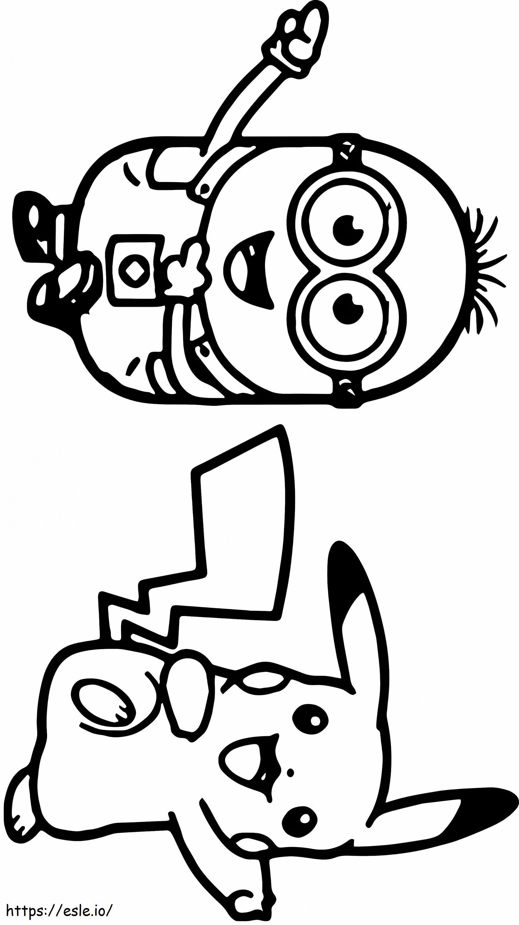Coloriage 1532138211_Minion et Pikachu dansant A4 à imprimer dessin