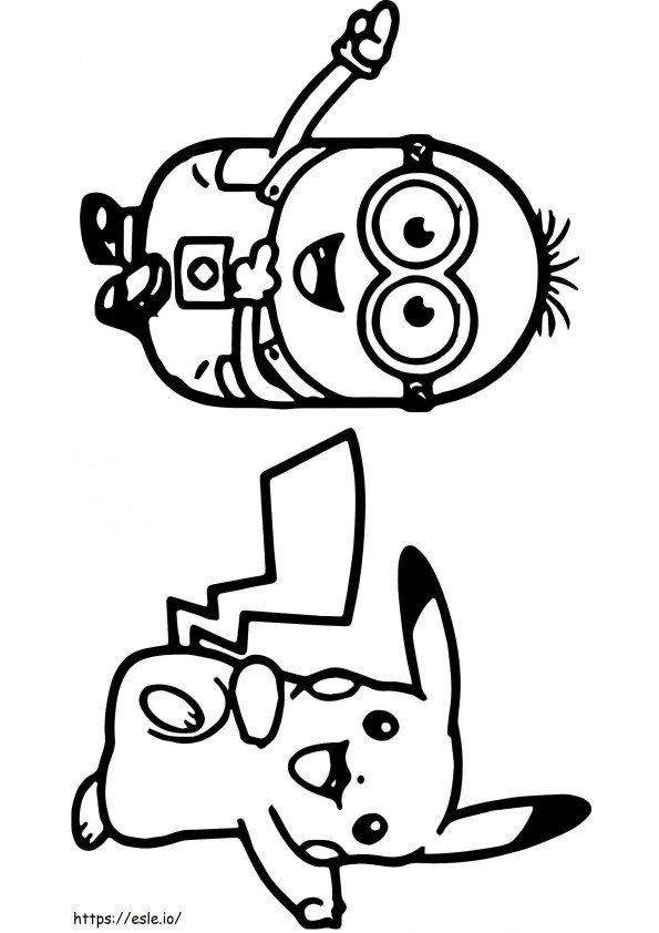 1532138211_Minion And Pikachu Dancing A4 coloring page