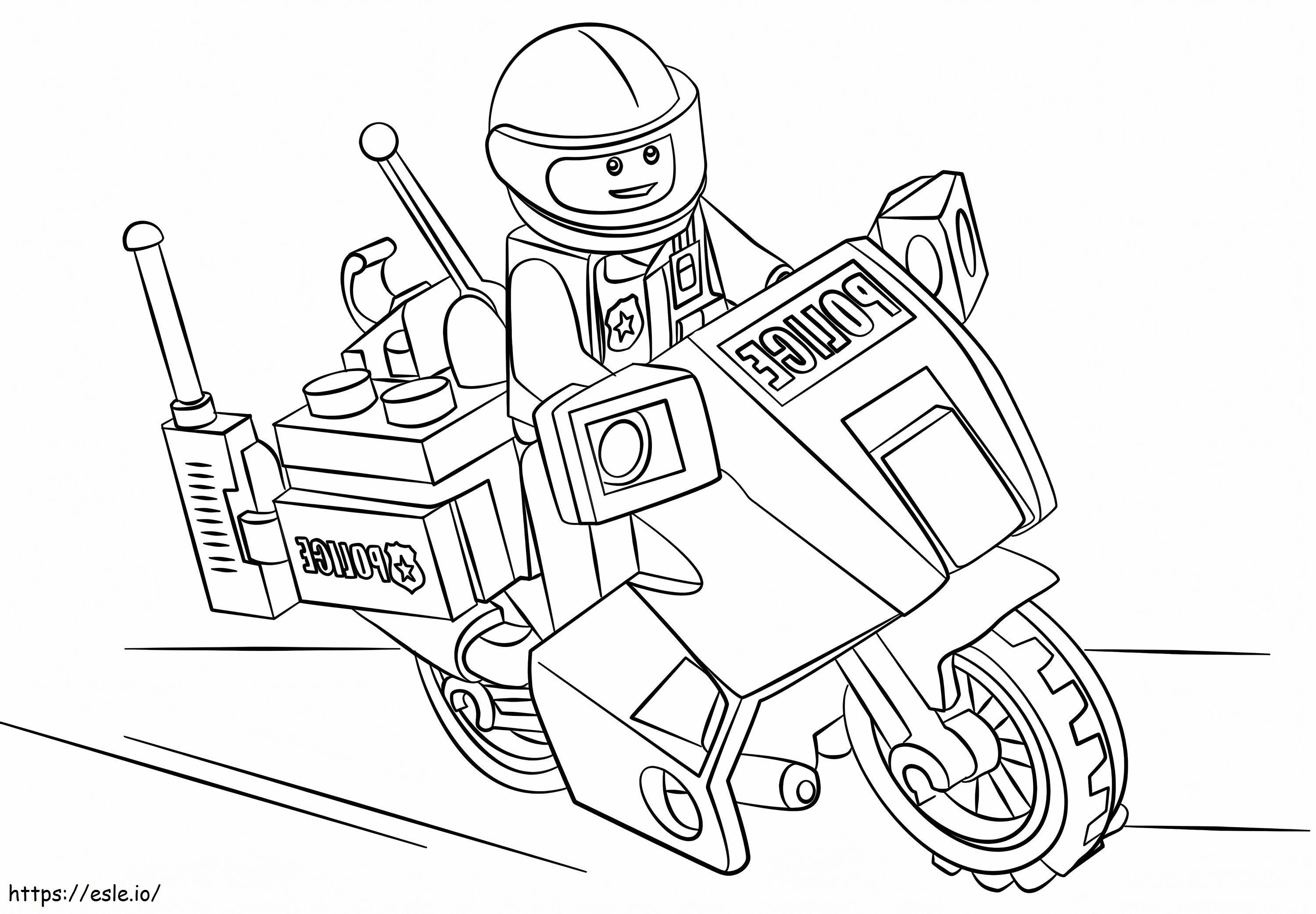 Coloriage Lego Police chevauchant une moto à imprimer dessin