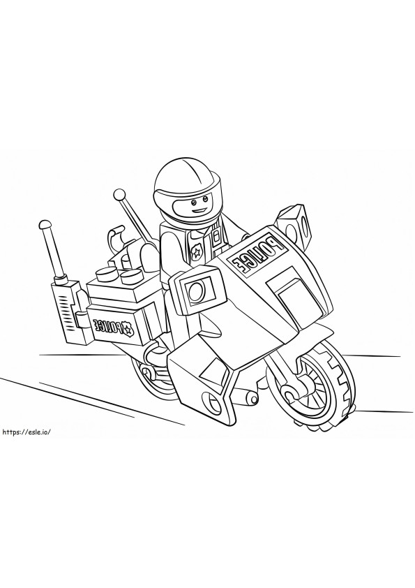 Polisi Lego Mengendarai Sepeda Motor Gambar Mewarnai