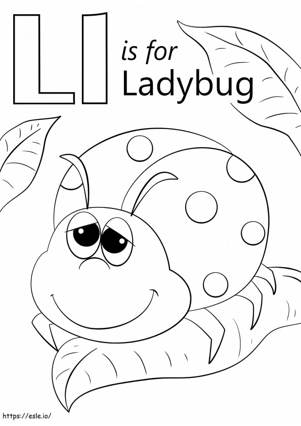 Ladybug Letra L coloring page