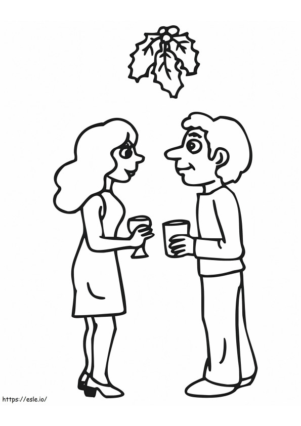 Couple Under The Mistletoe coloring page