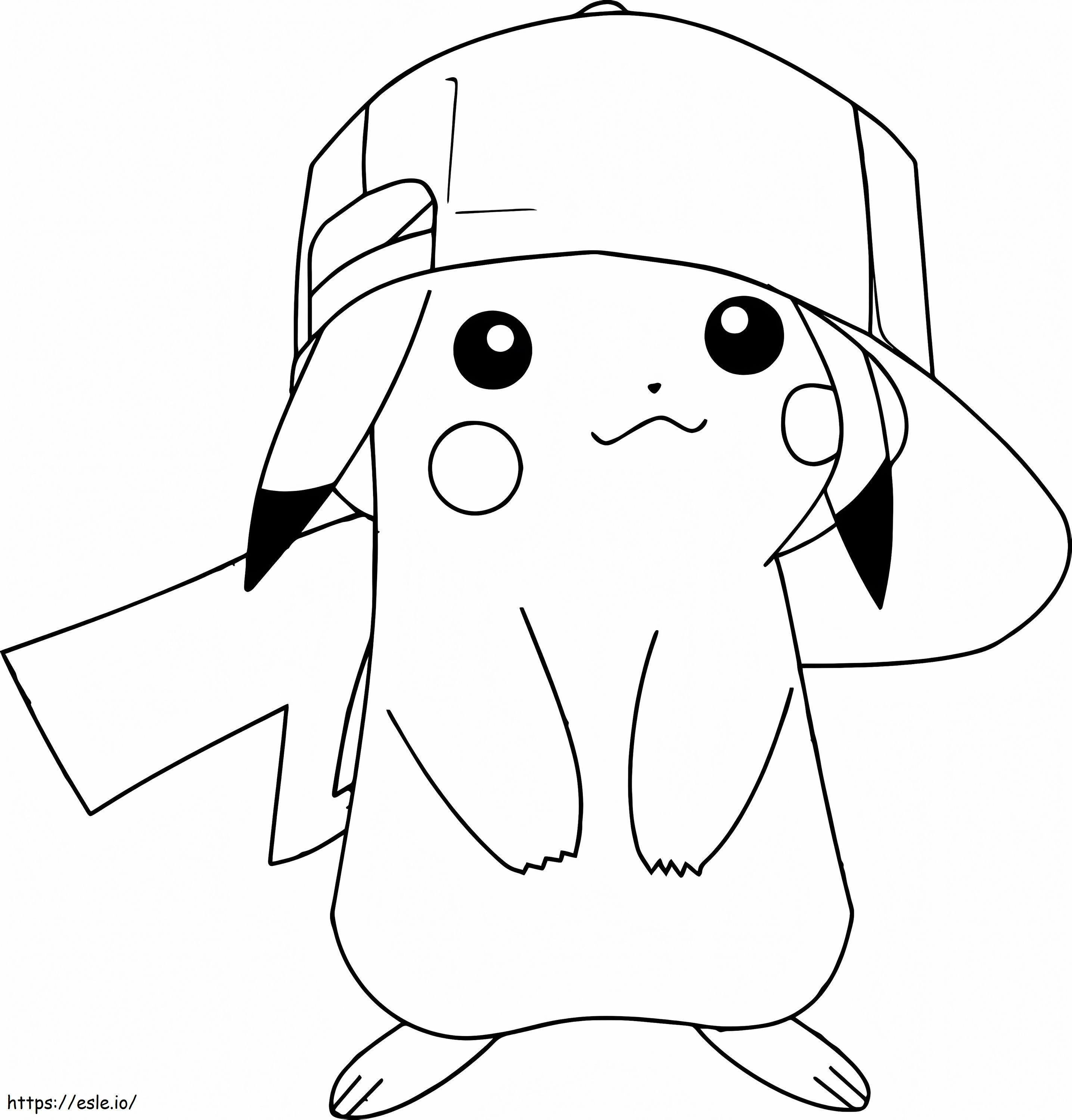 Pikachu Mengenakan Topi Gambar Mewarnai