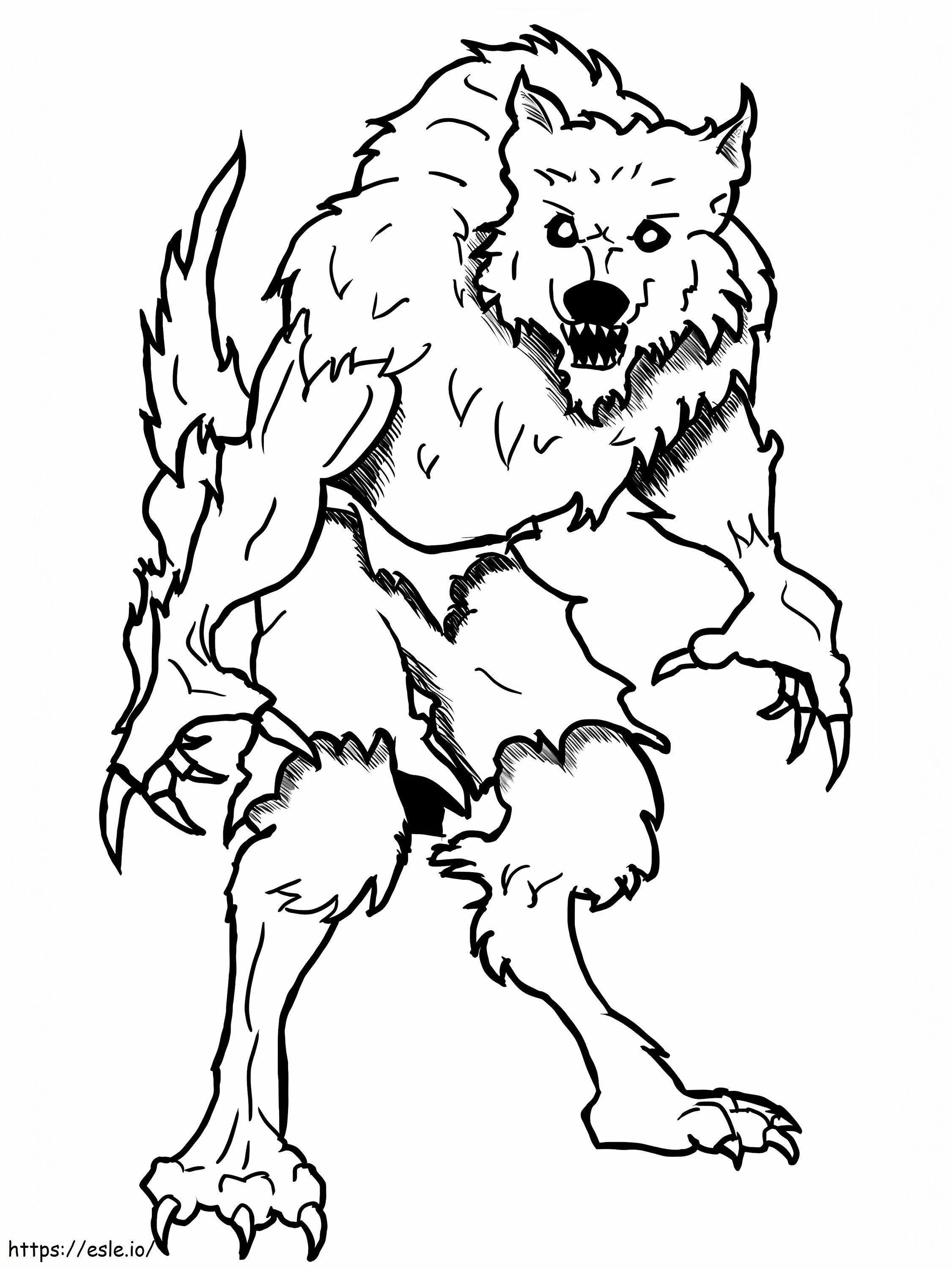 Gran Hombre Lobo Aterrador Página Para Colorear para colorear