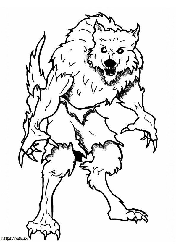 Gran Hombre Lobo Aterrador Página Para Colorear para colorear