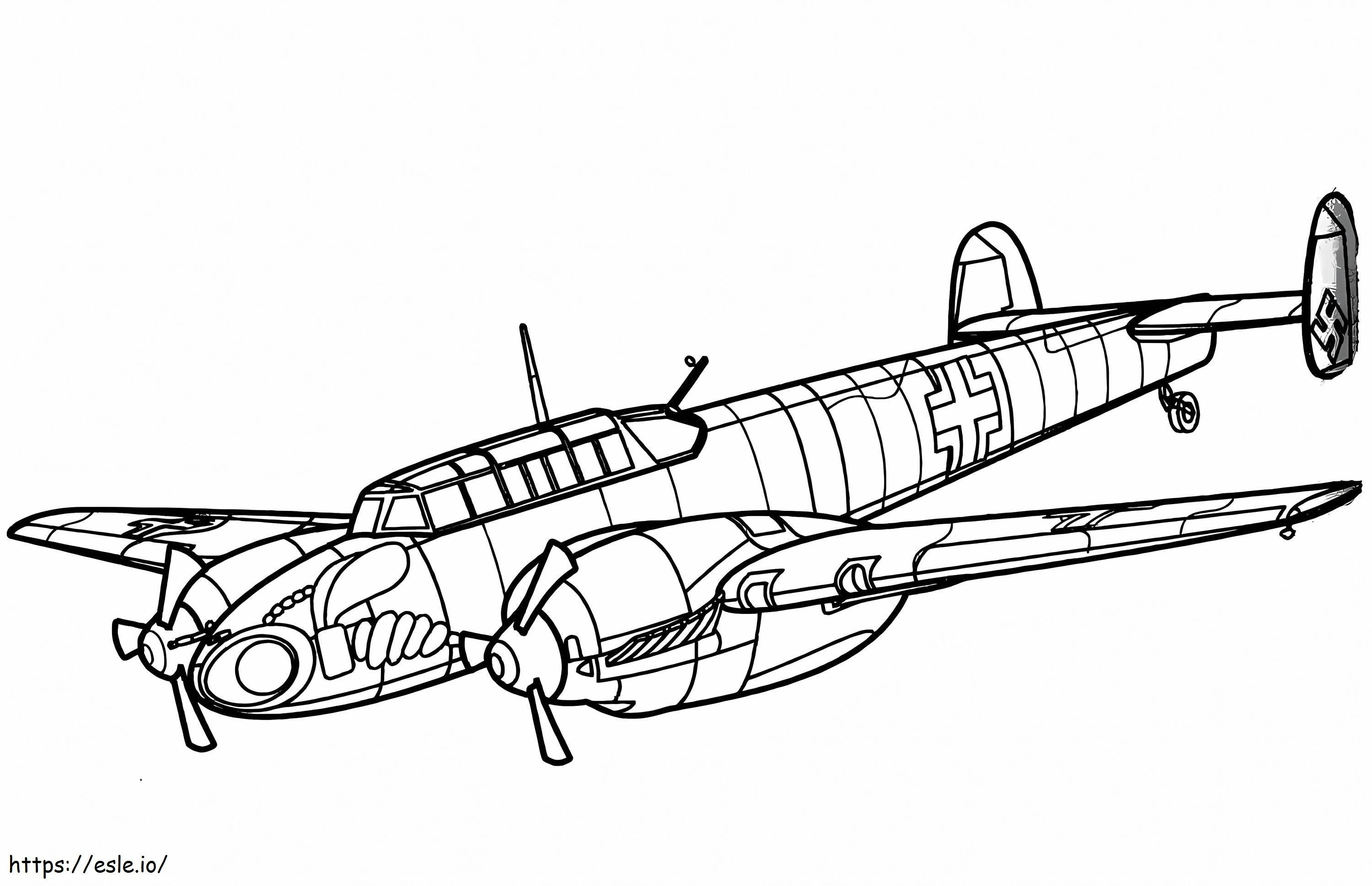 メッサーシュミット Bf 110 航空機 ぬりえ - 塗り絵
