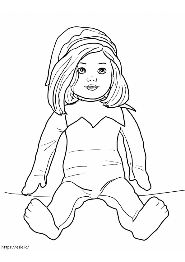 Elf Girl On The Shelf Sitting coloring page