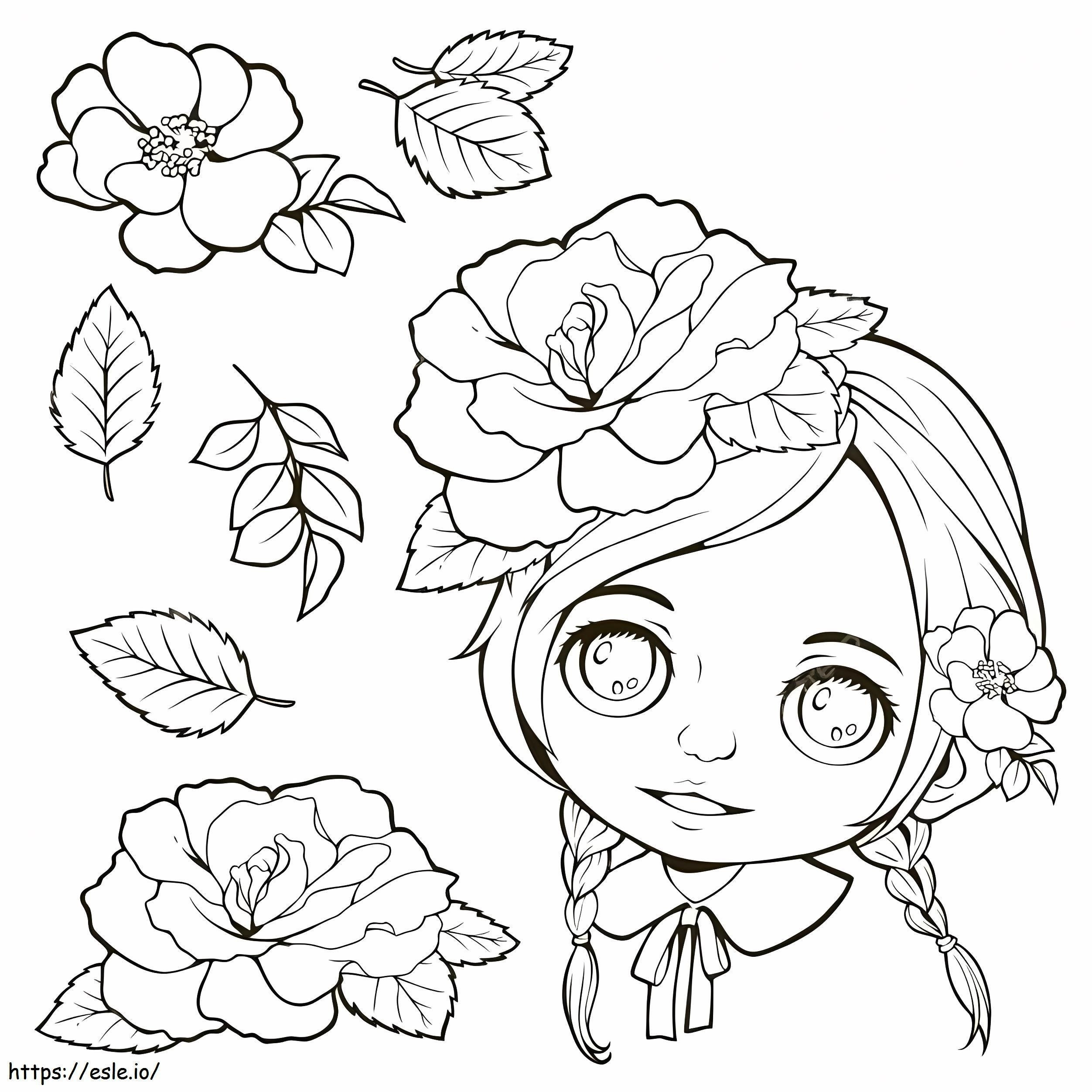 Funny Girl And Flower coloring page