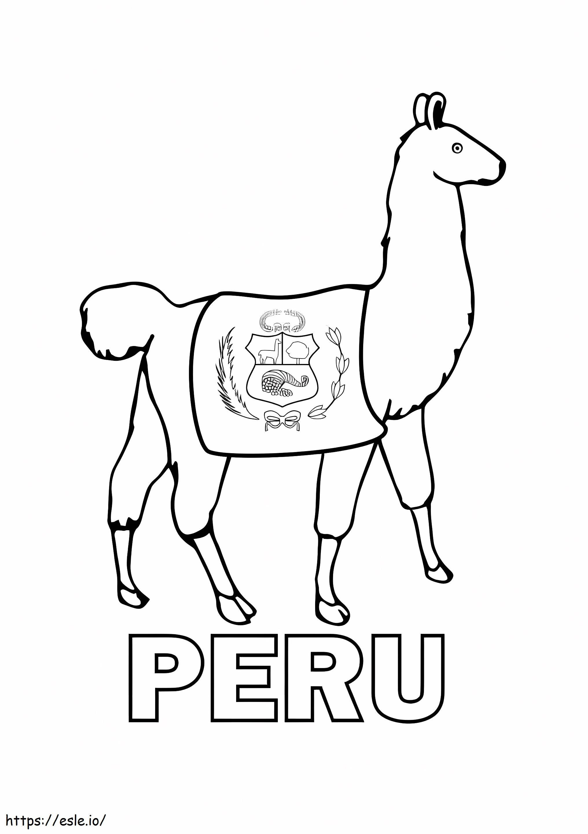 Coloriage Drapeau Lama du Pérou à imprimer dessin