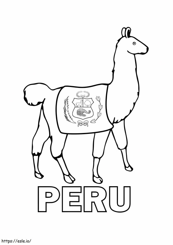 Vlag van Peru Lama kleurplaat