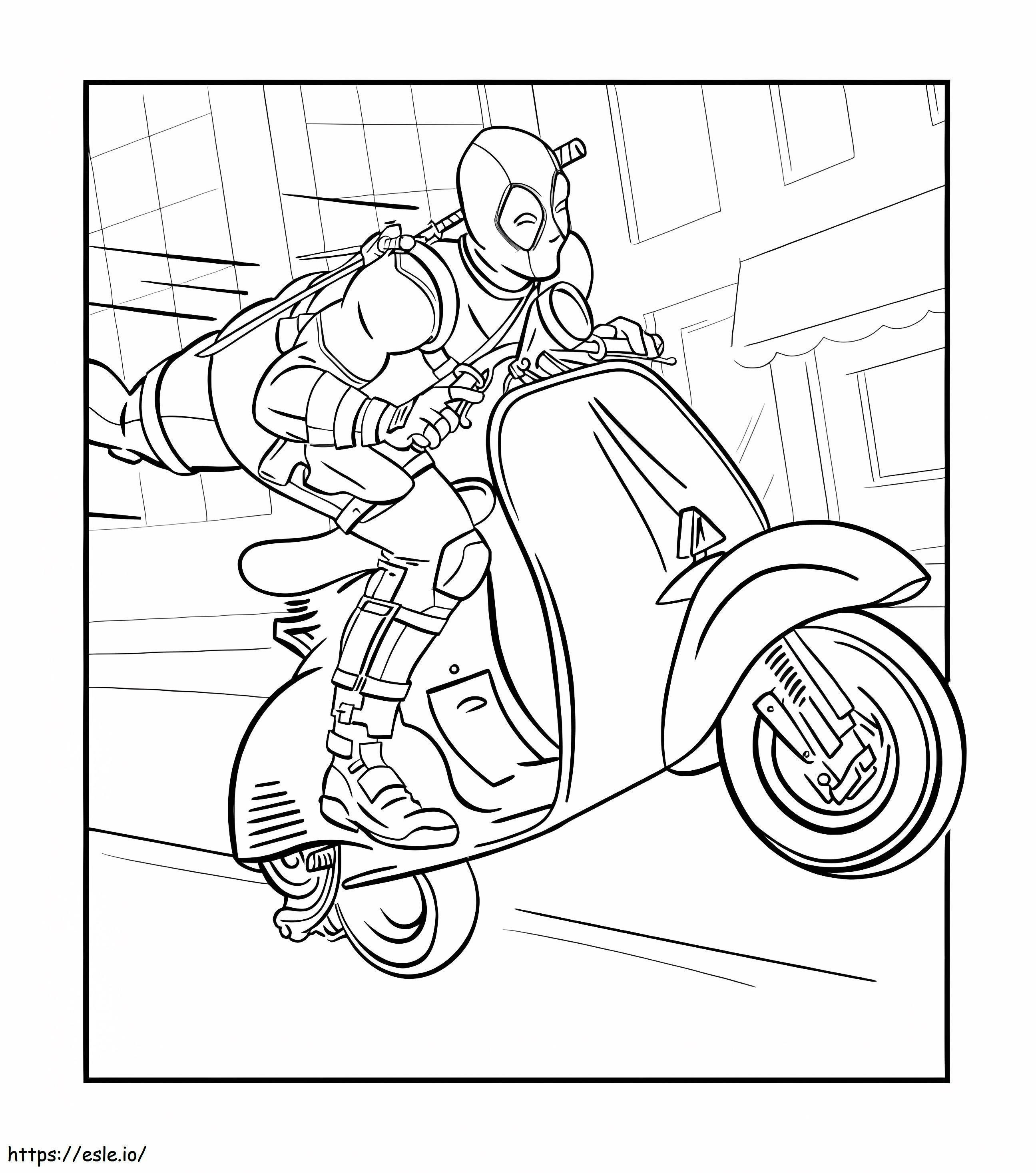 Deadpool fährt Motorrad ausmalbilder