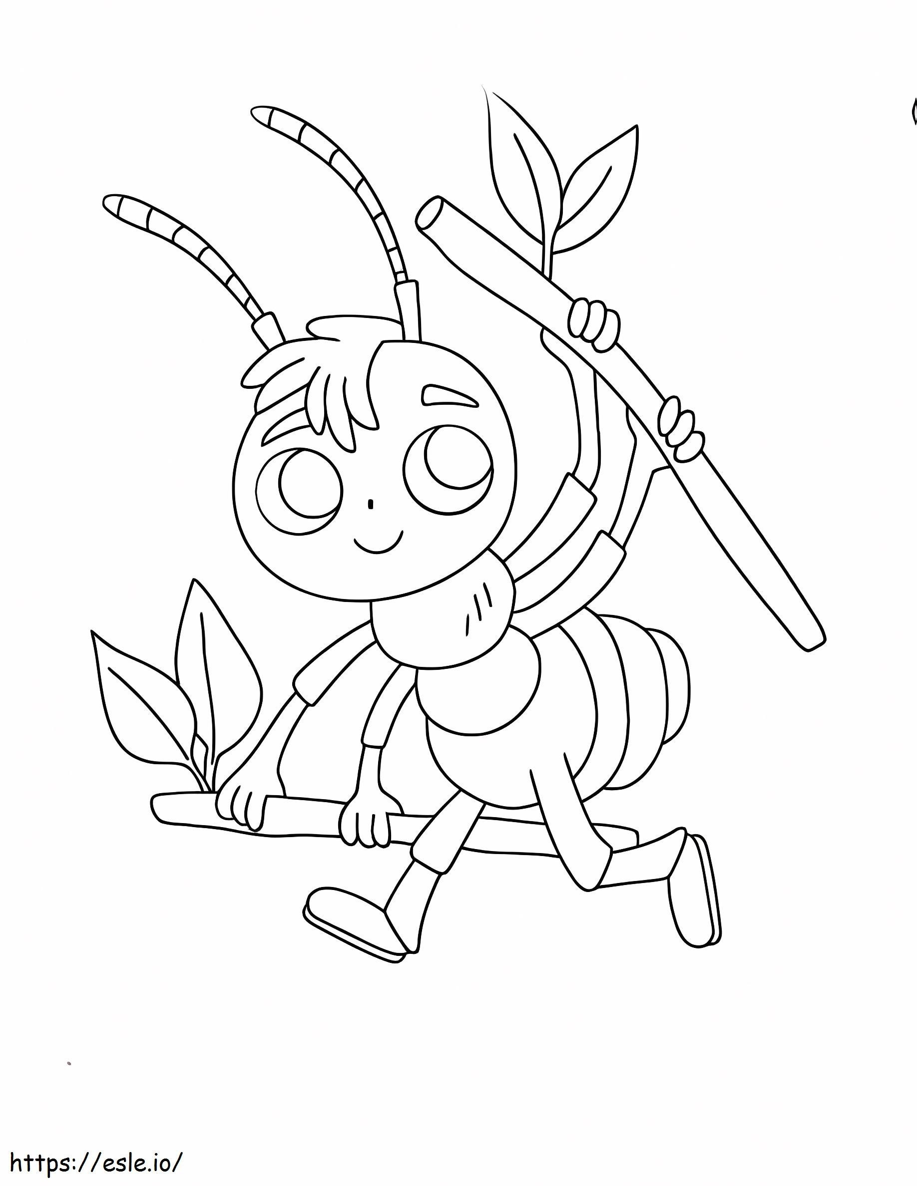 Ant Holding Tree Branch coloring page