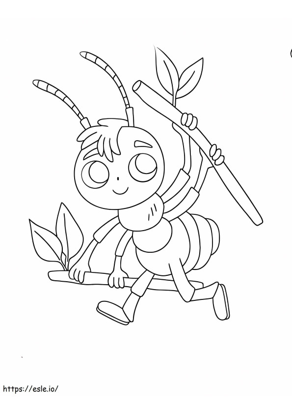 Ant Holding Tree Branch coloring page