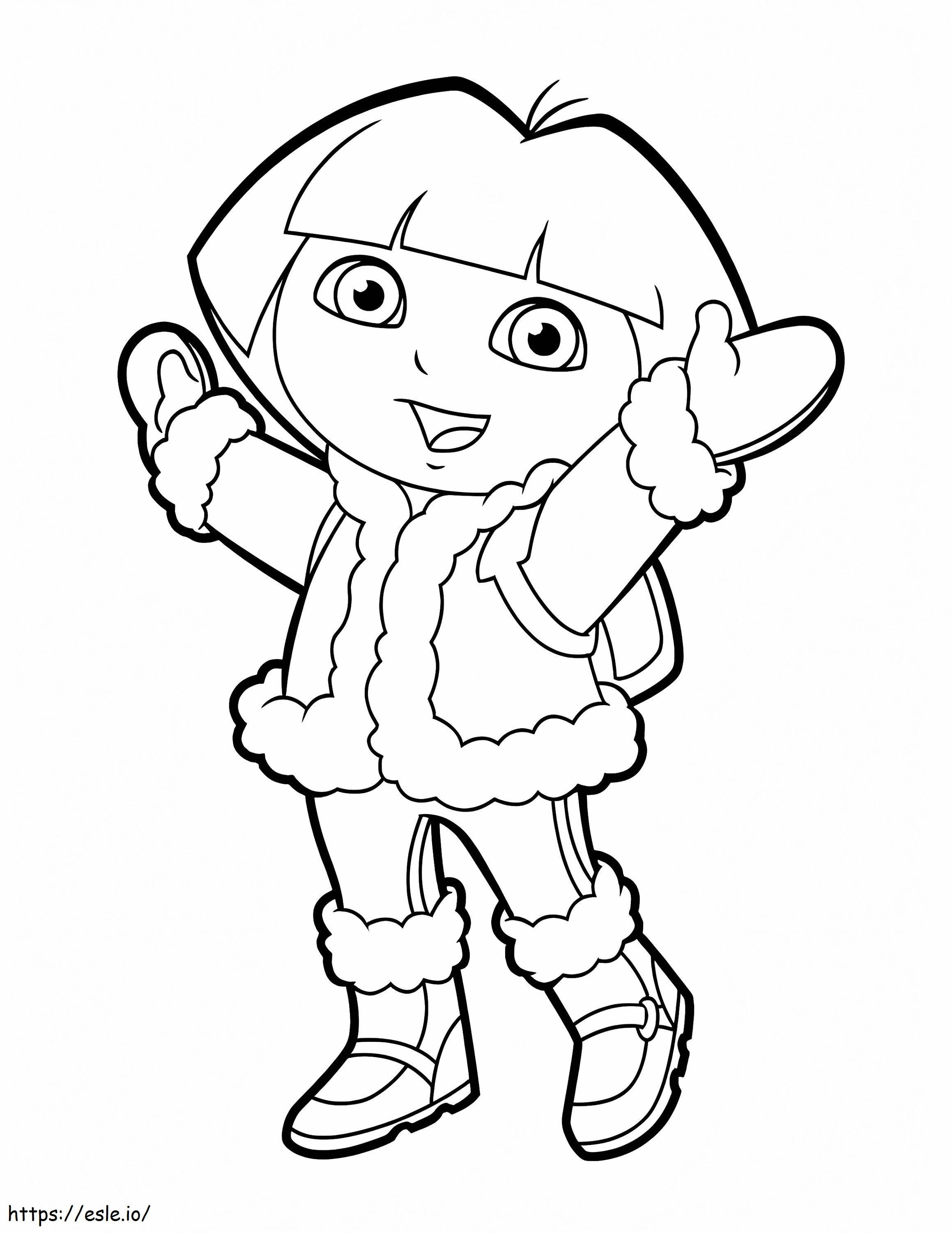 Coloriage Dora en hiver à imprimer dessin
