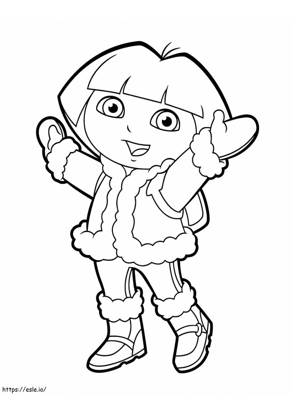 Coloriage Dora en hiver à imprimer dessin