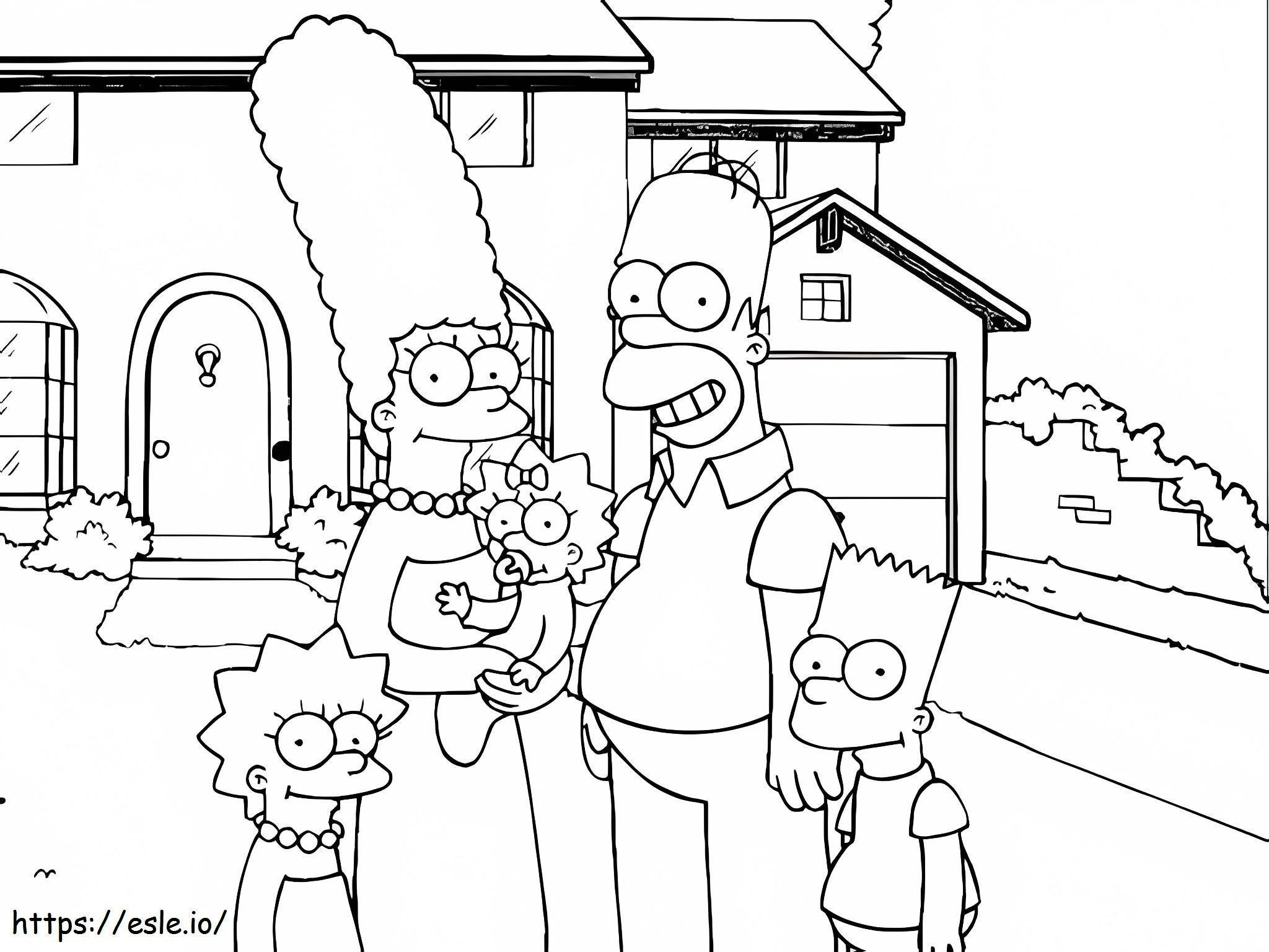 Familia drăguță The Simpsons de colorat