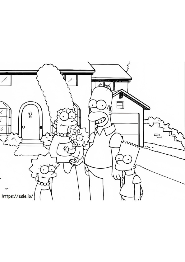 Familia drăguță The Simpsons de colorat