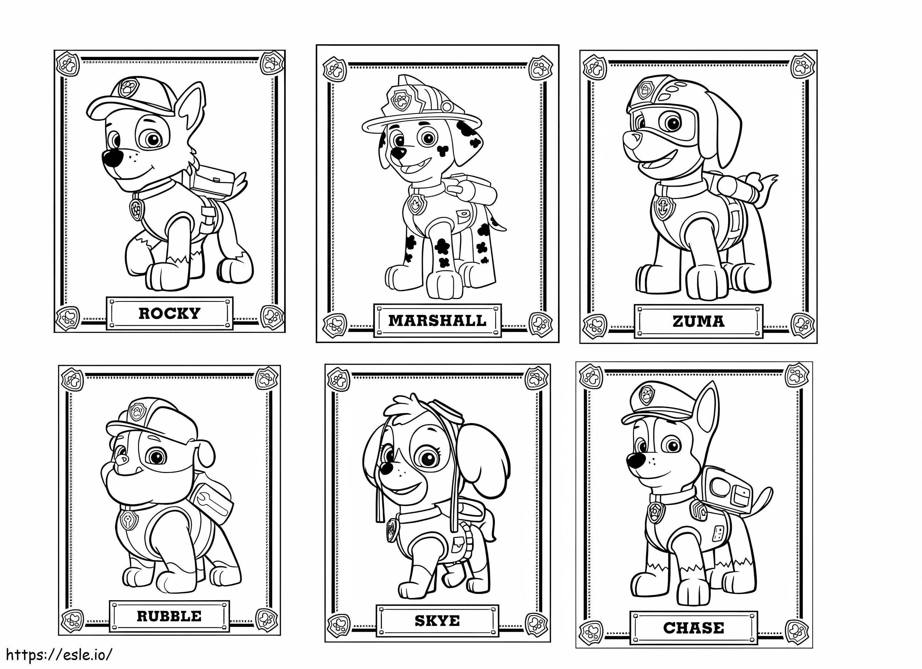 Paw Patrol Characters coloring page