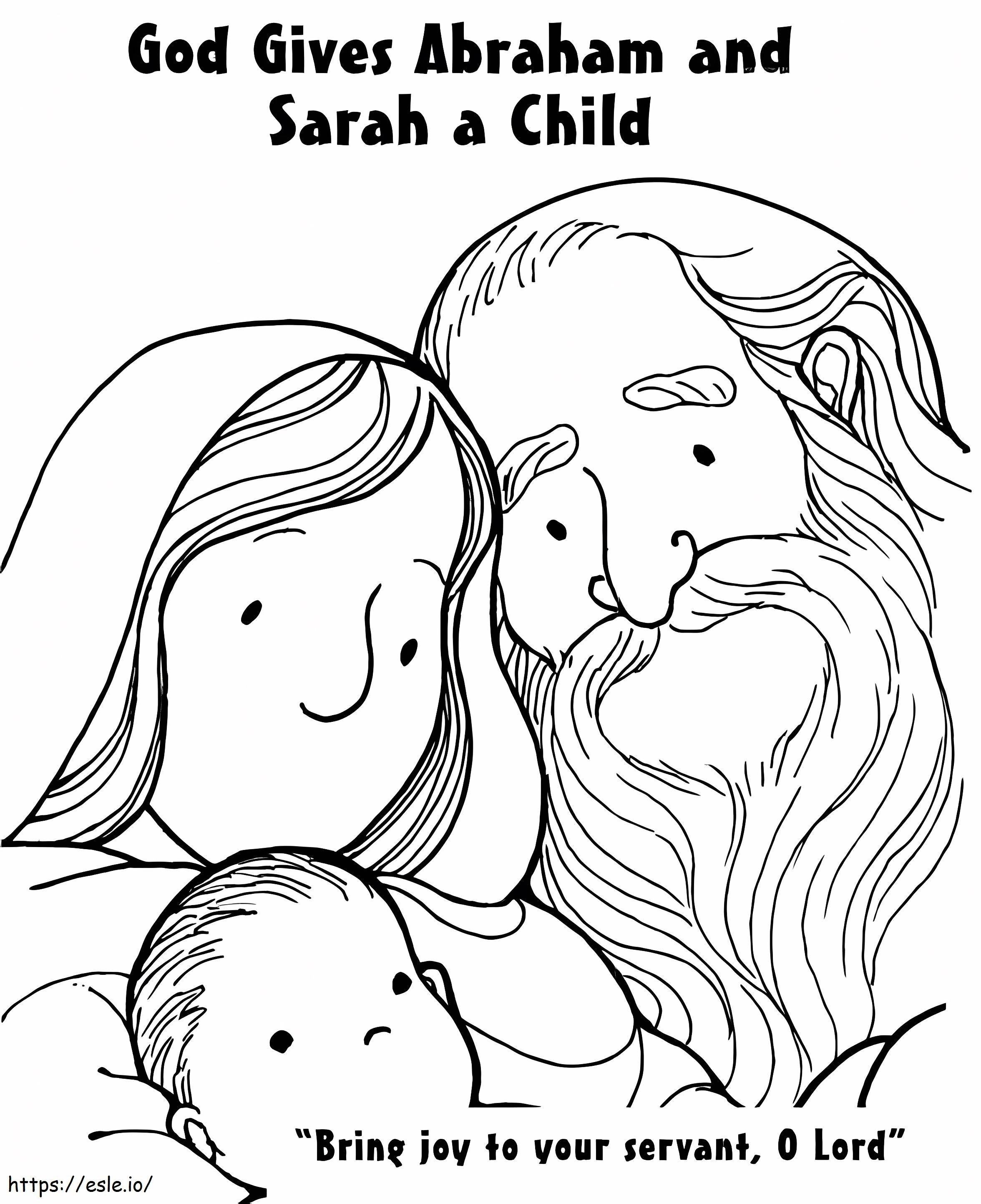 Dios les da un hijo a Abraham y Sara para colorear