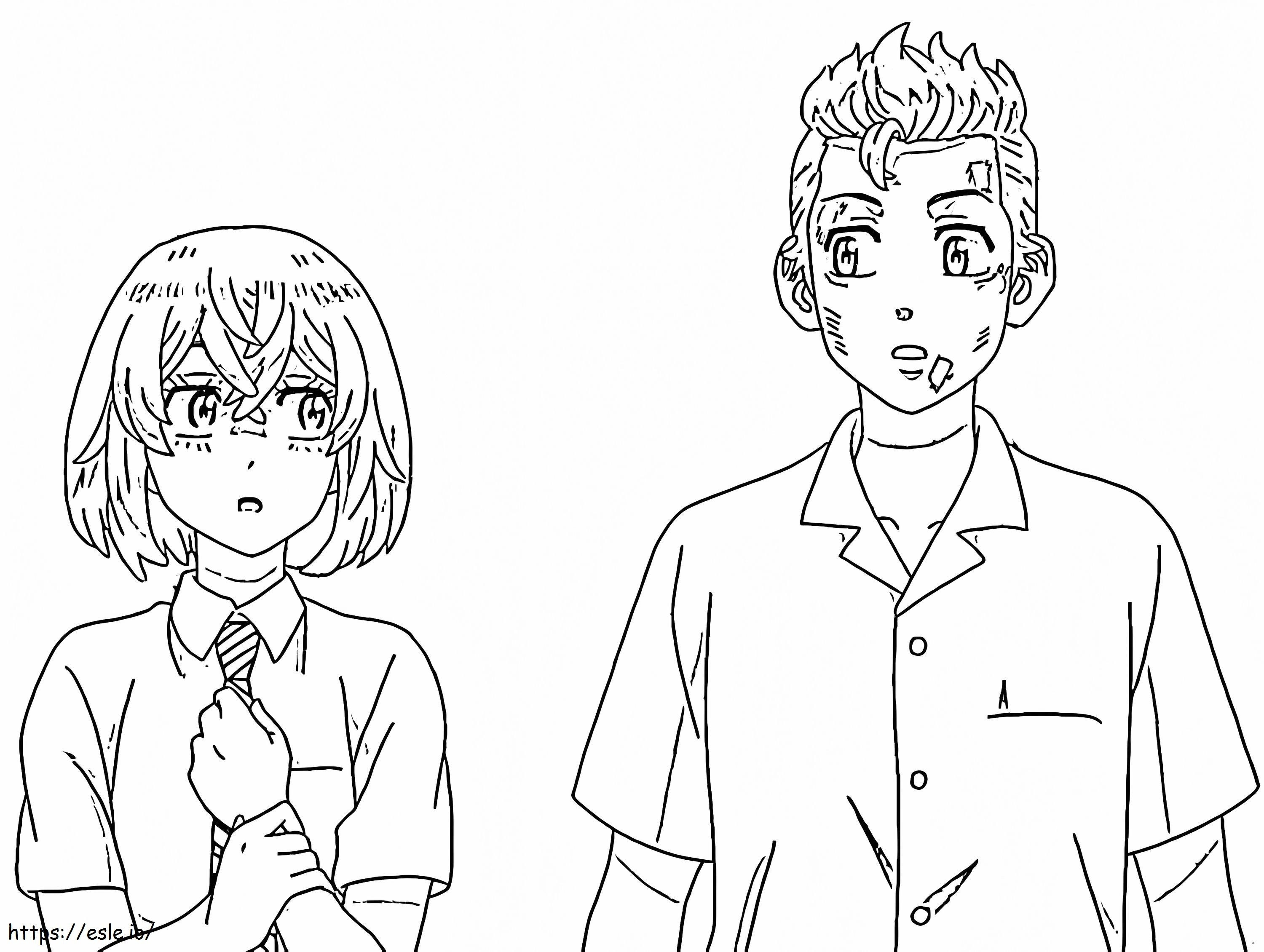 Hinata e Takemichi para colorir
