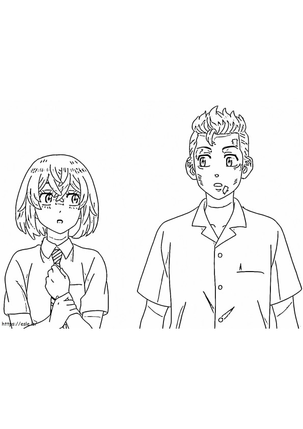 Hinata și Takemichi de colorat