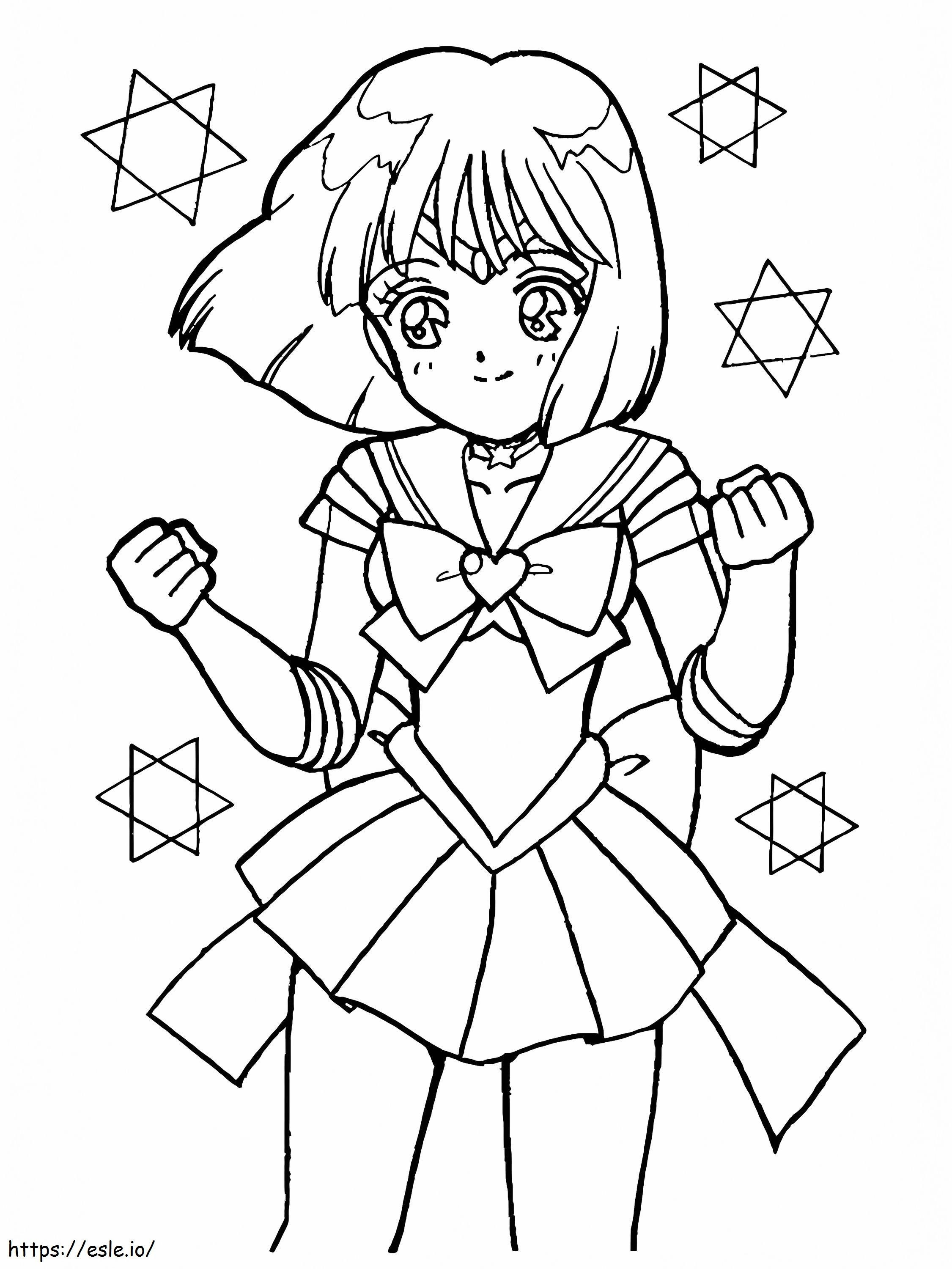 Lovely Sailor Saturn coloring page