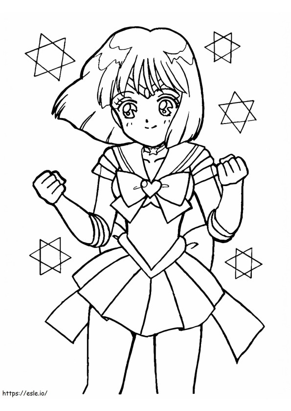 Lovely Sailor Saturn coloring page