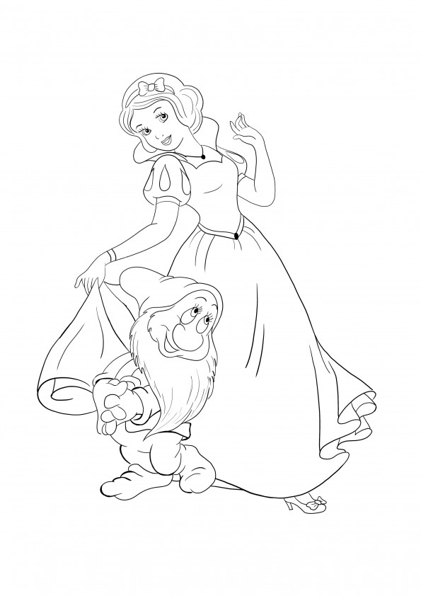 Snow White and elf coloring and free downloading