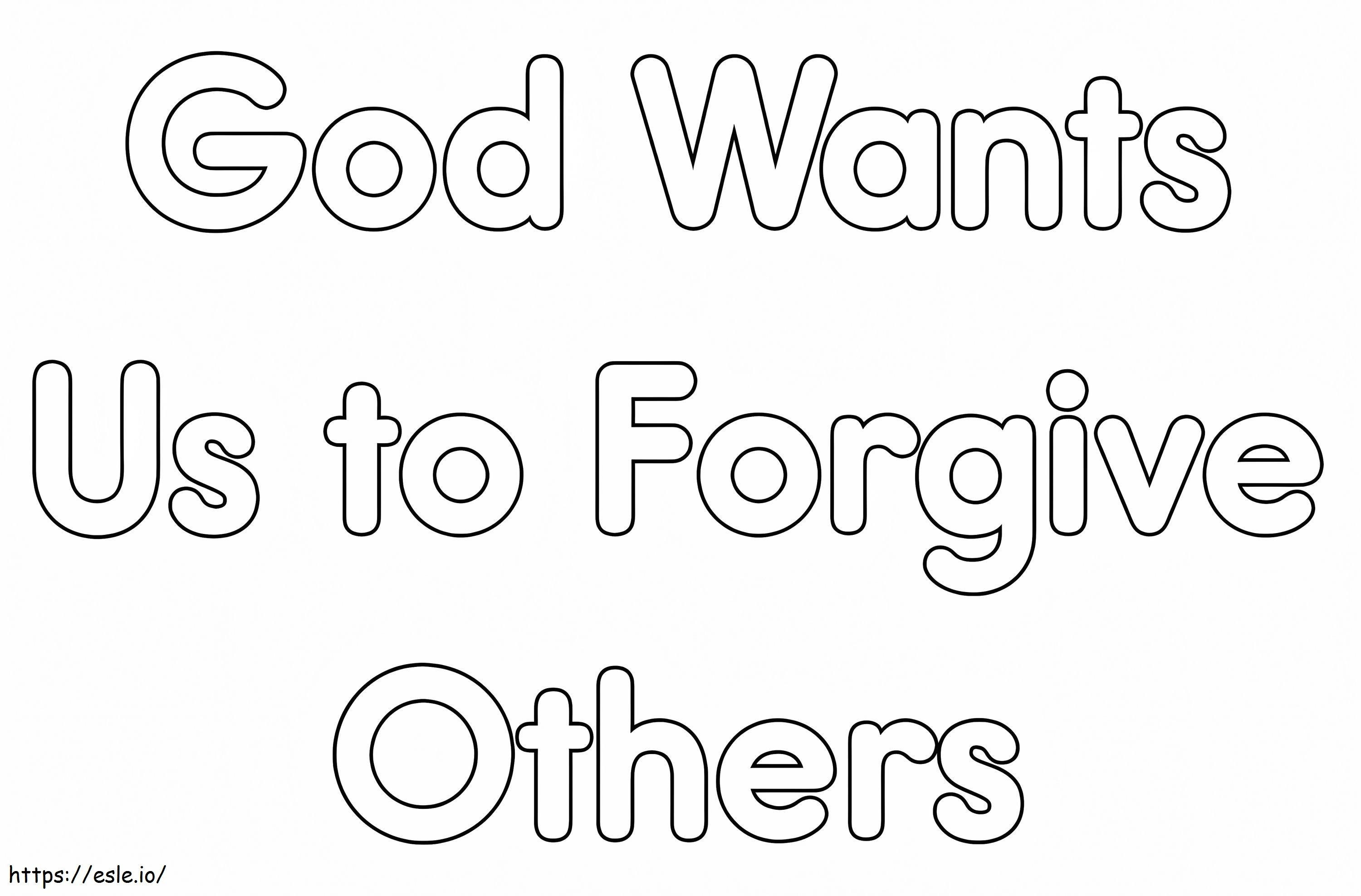 Jumala haluaa meidän antavan anteeksi muille värityskuva