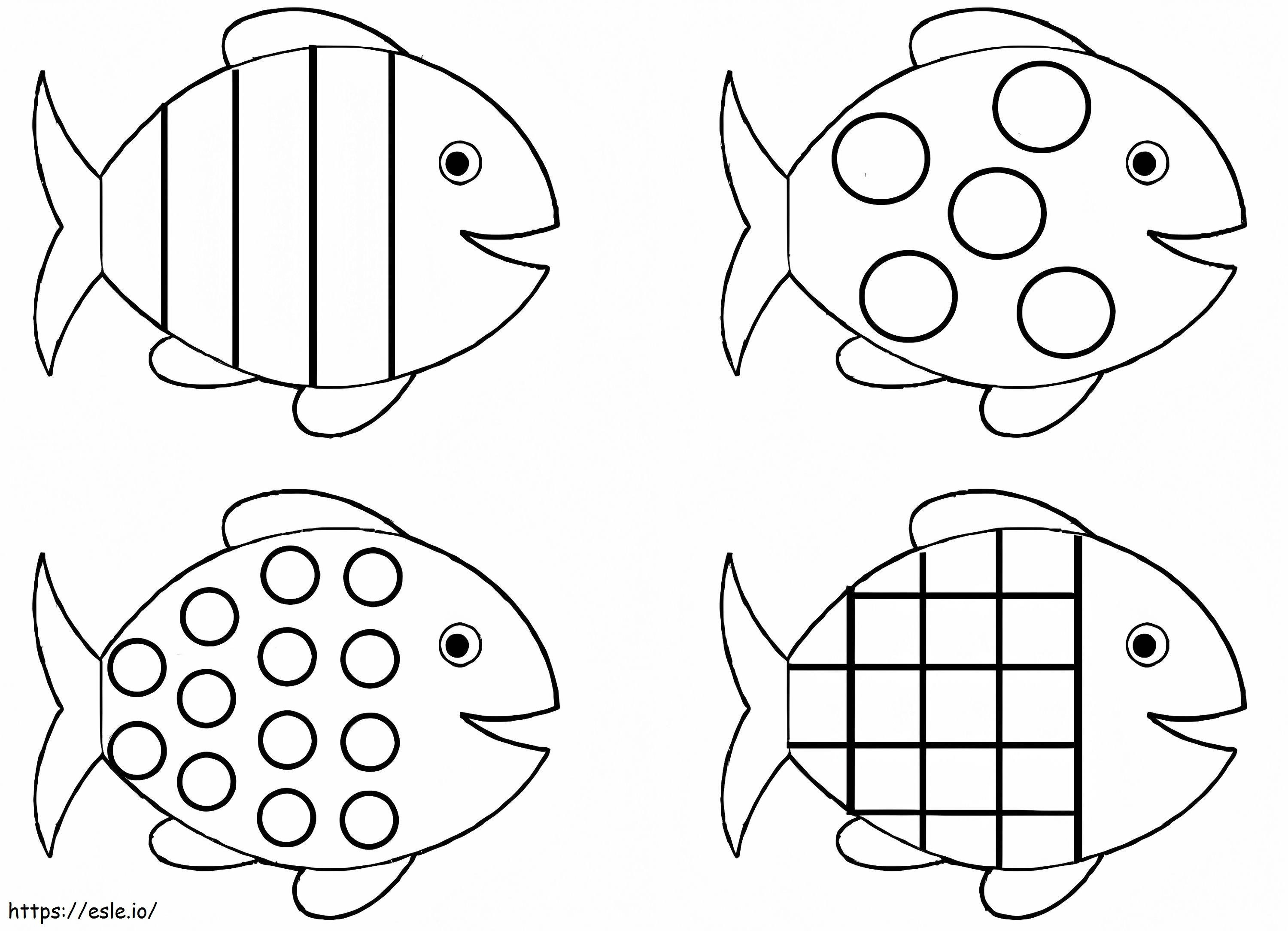 Patru Pești de colorat