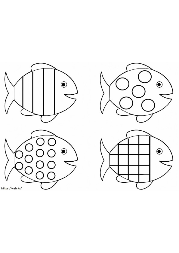 Quatro Peixes para colorir
