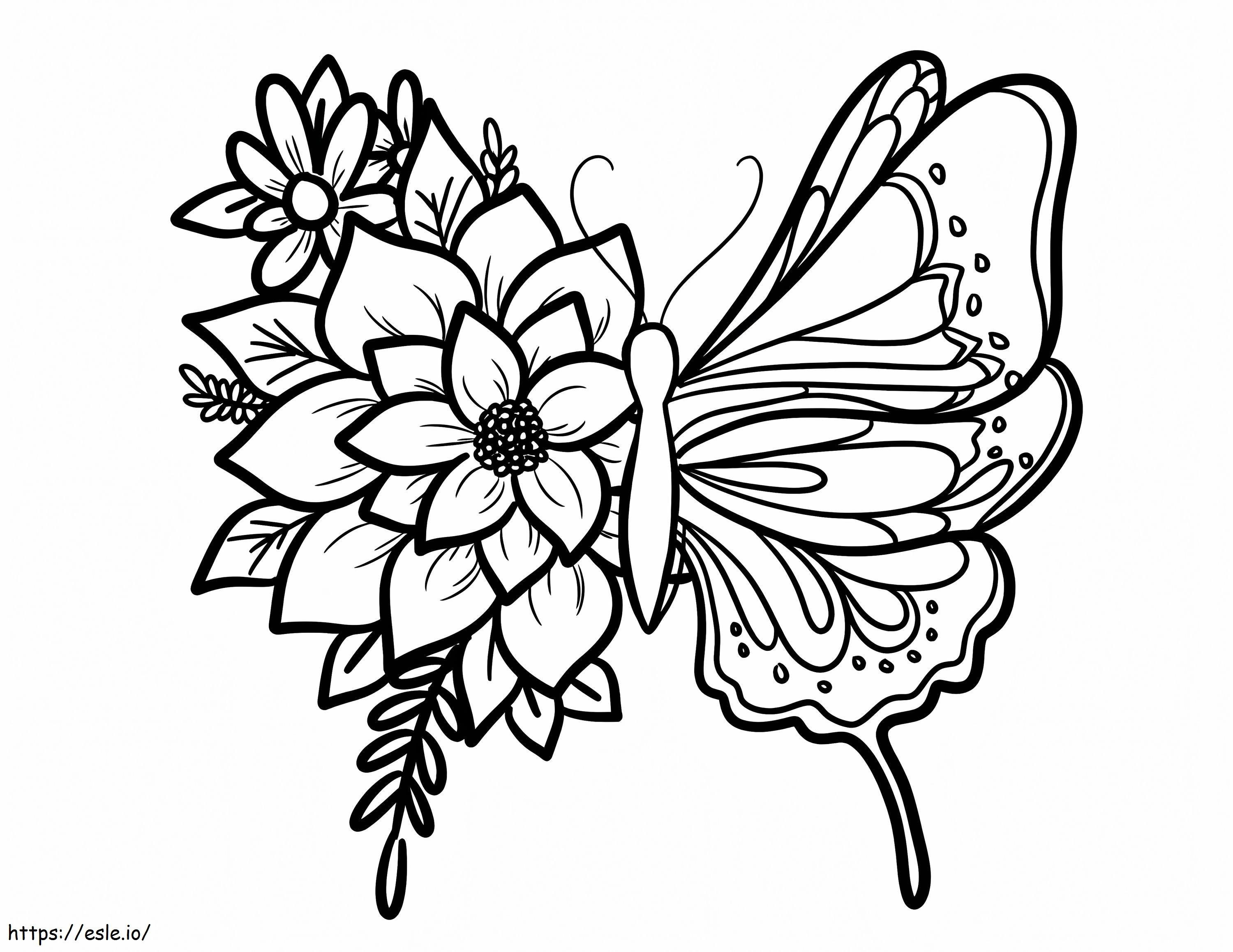 Butterfly With Flower coloring page