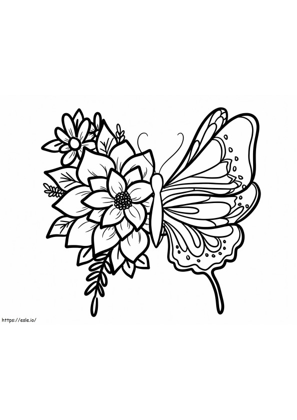 Coloriage Papillon avec fleur à imprimer dessin