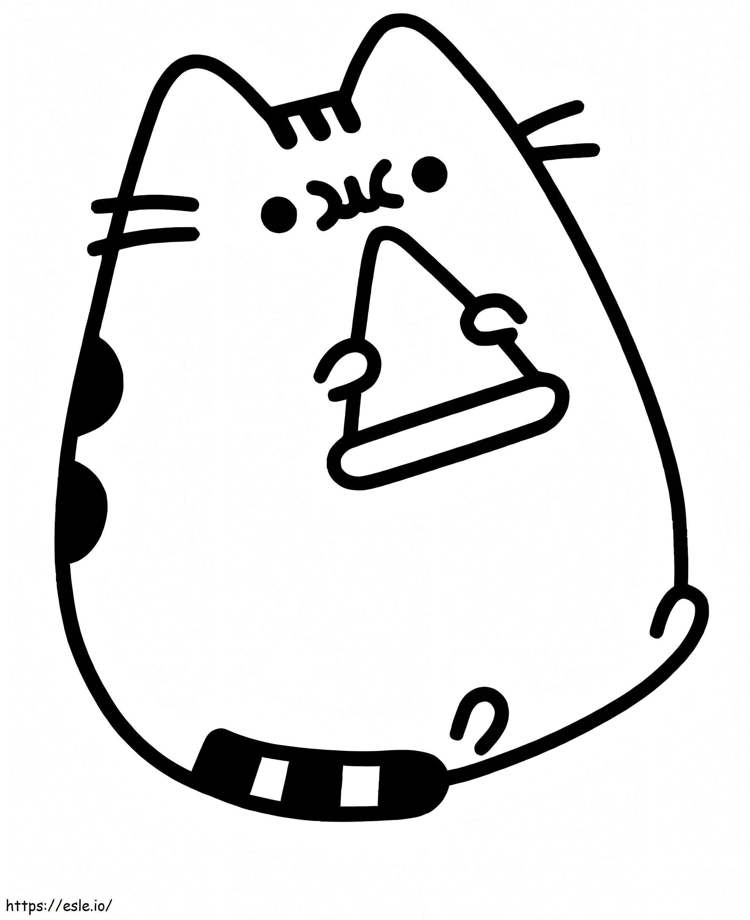 Pusheen Eating Pizza coloring page