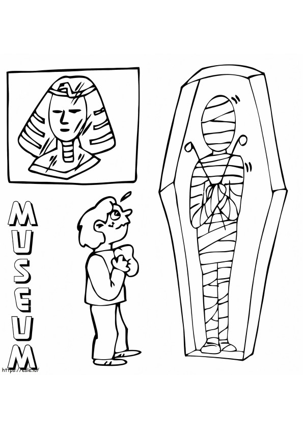 Faraón en el museo para colorear