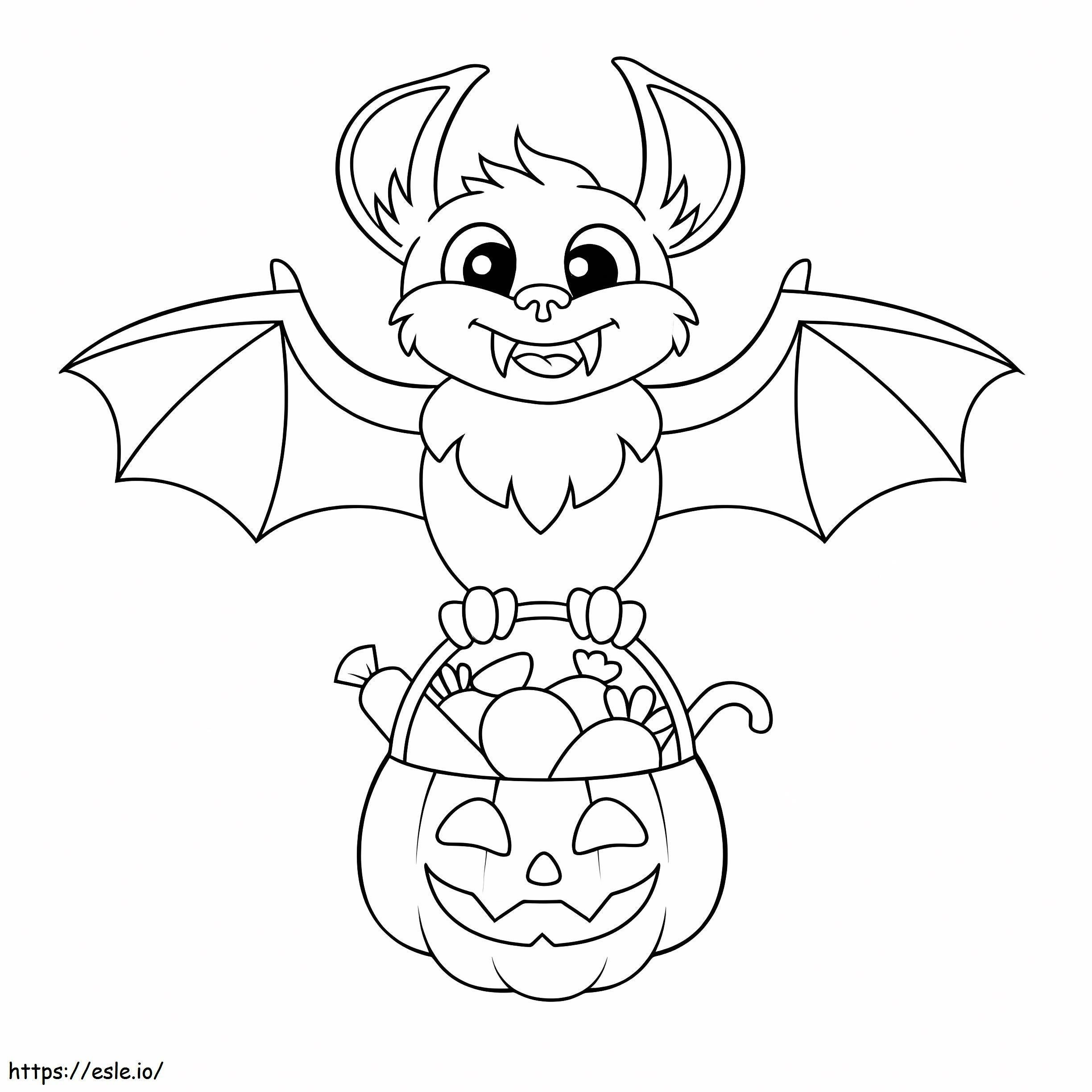 Bat Flying With Pumpkin coloring page