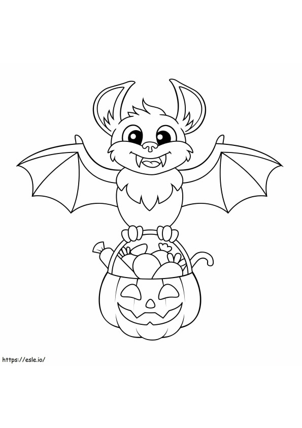Bat Flying With Pumpkin coloring page