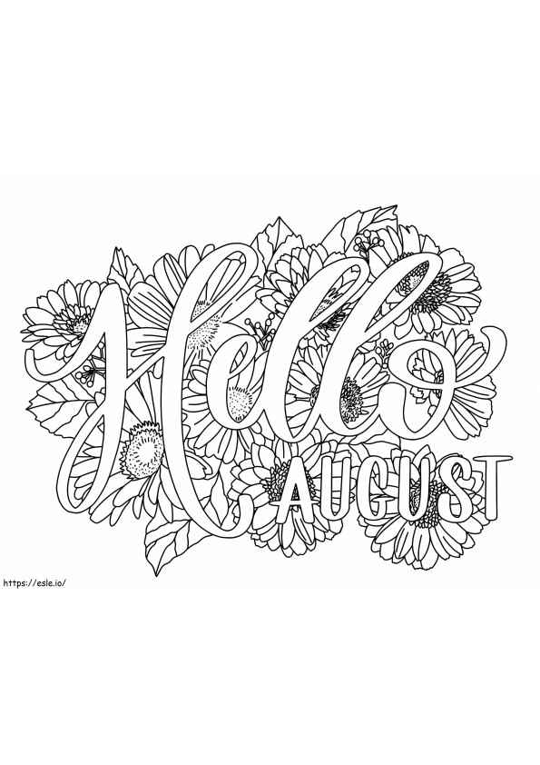 Hello August coloring page