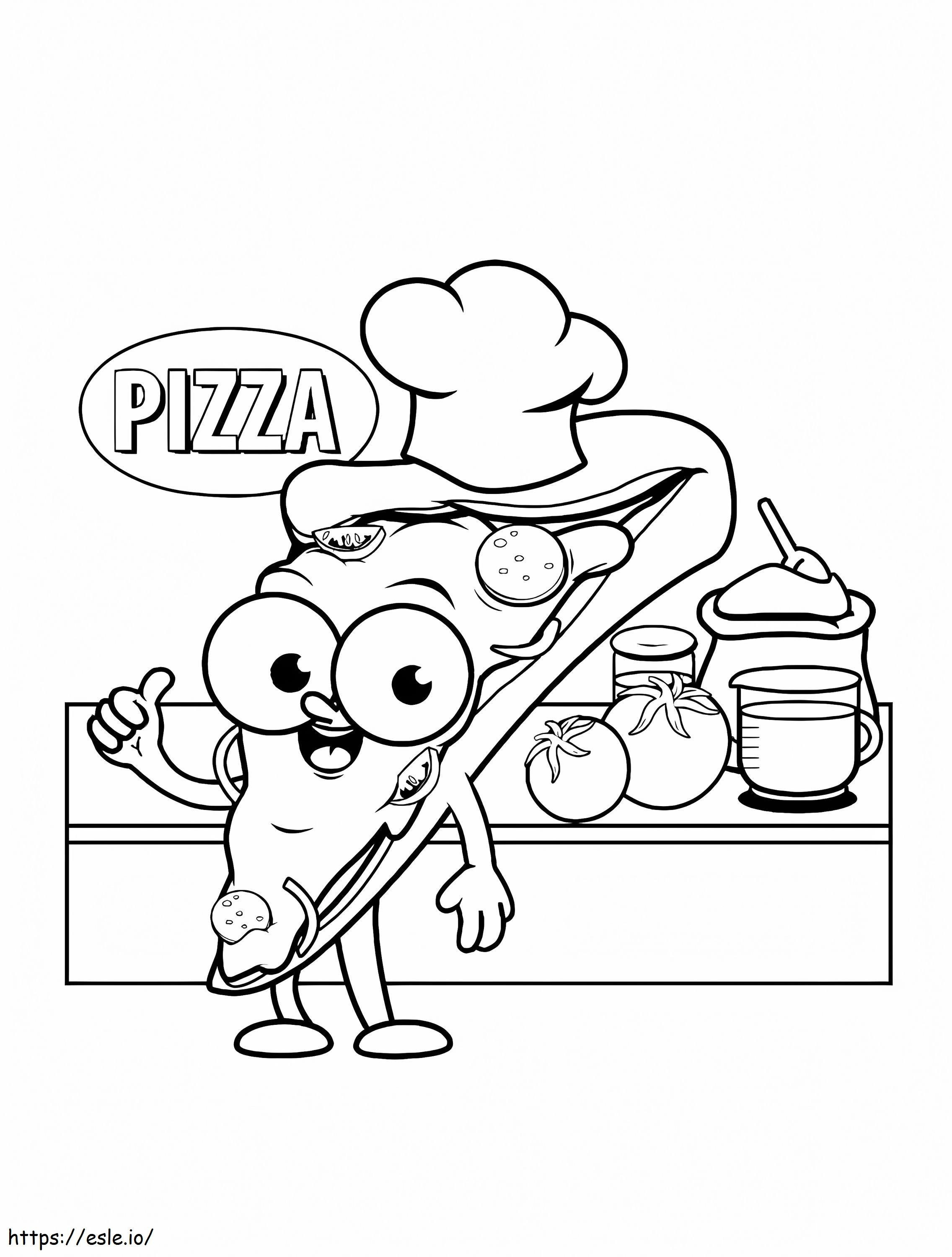 Pizzakokki keittiössä värityskuva