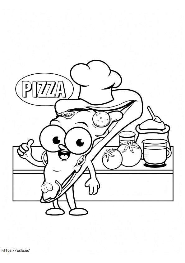 Pizzakokki keittiössä värityskuva