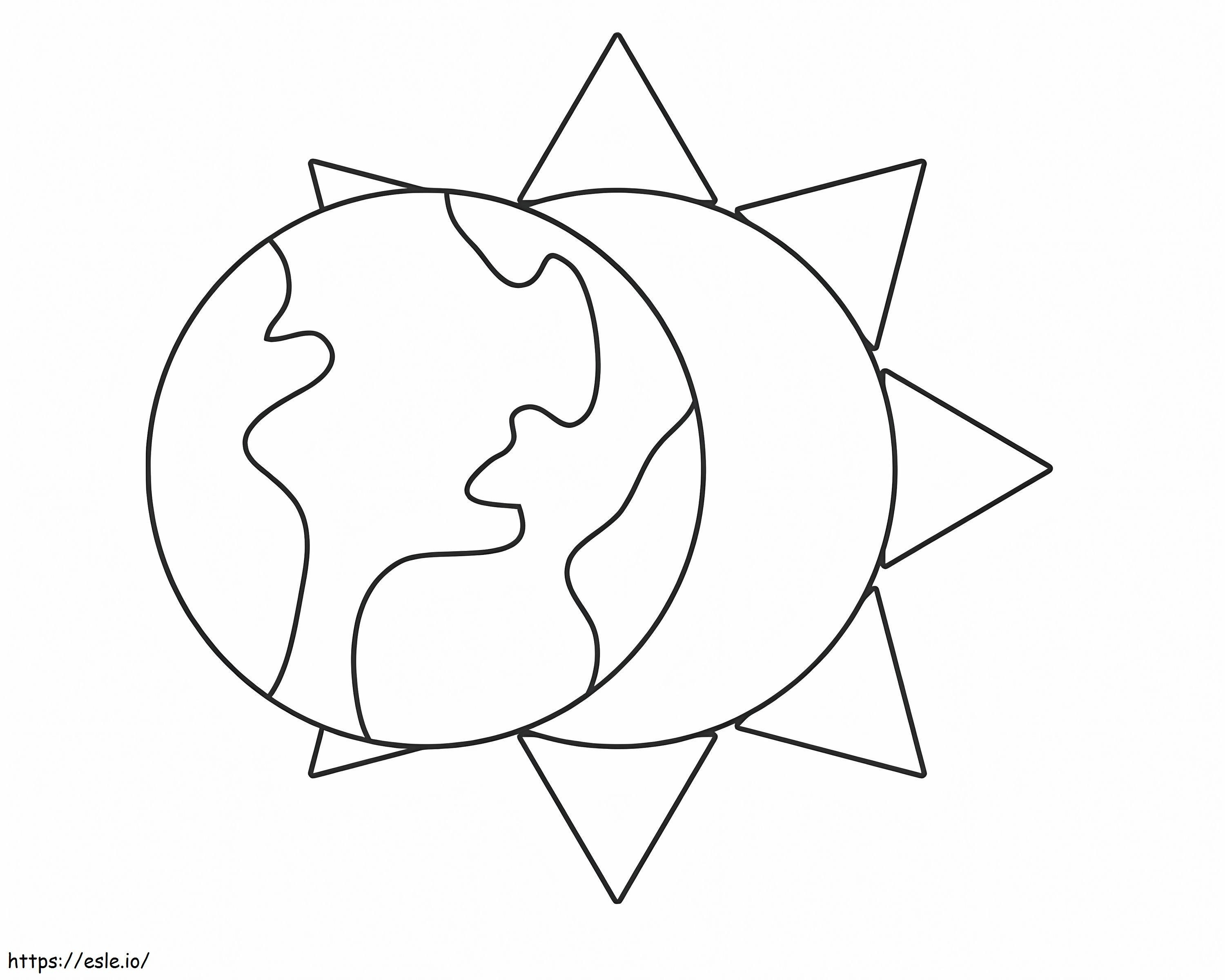 地球と太陽 ぬりえ - 塗り絵