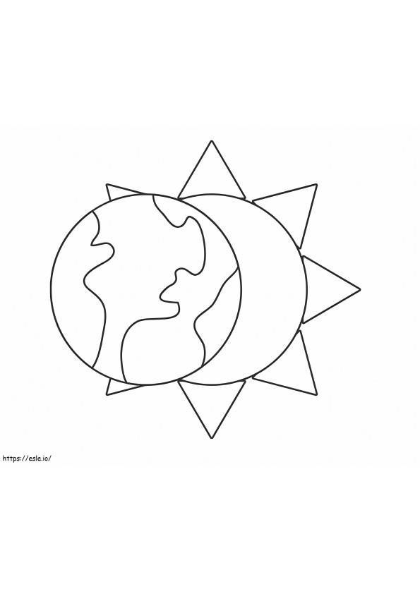 Coloriage Terre et Soleil à imprimer dessin