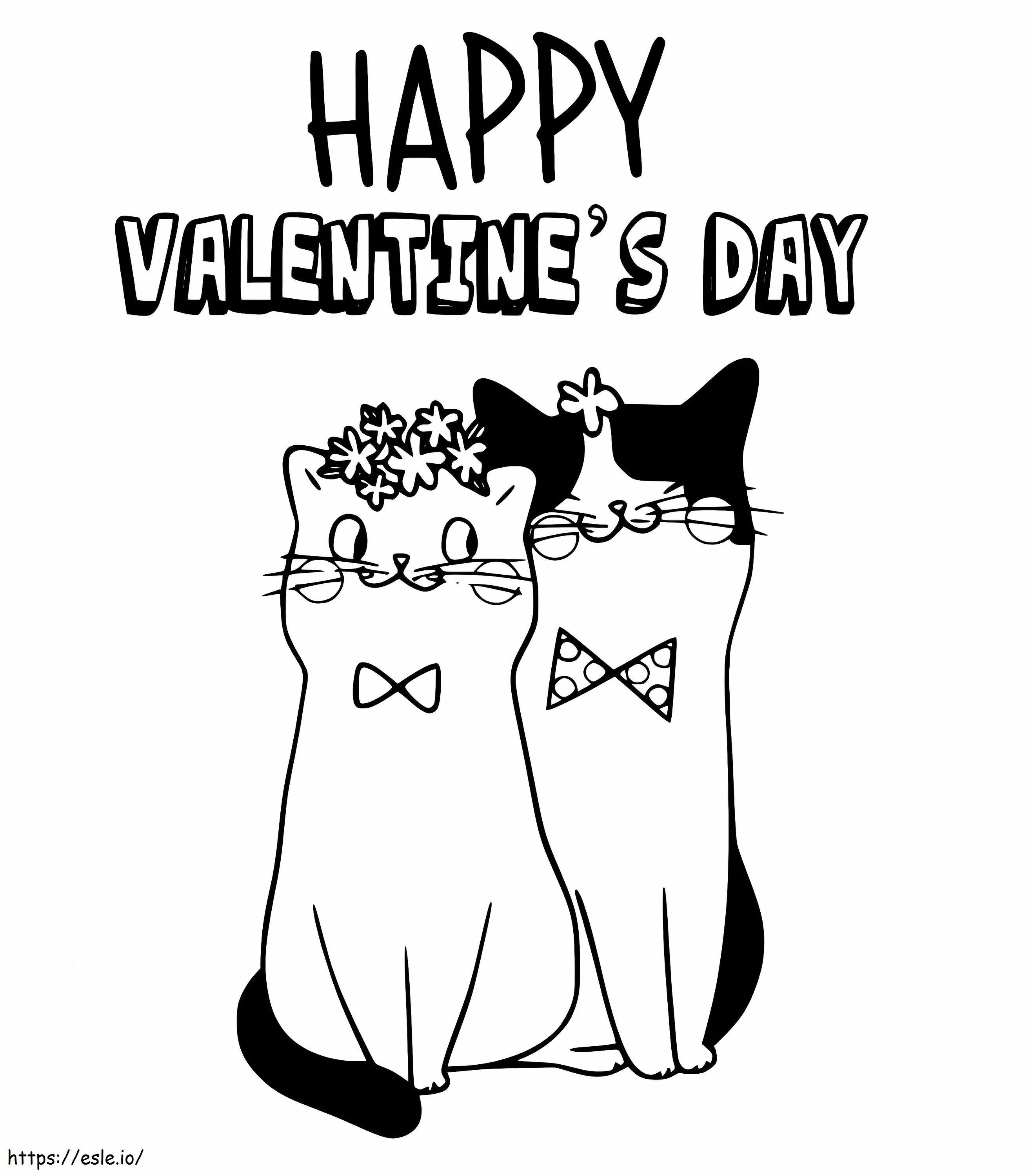 Coloriage Couple de chats à imprimer dessin