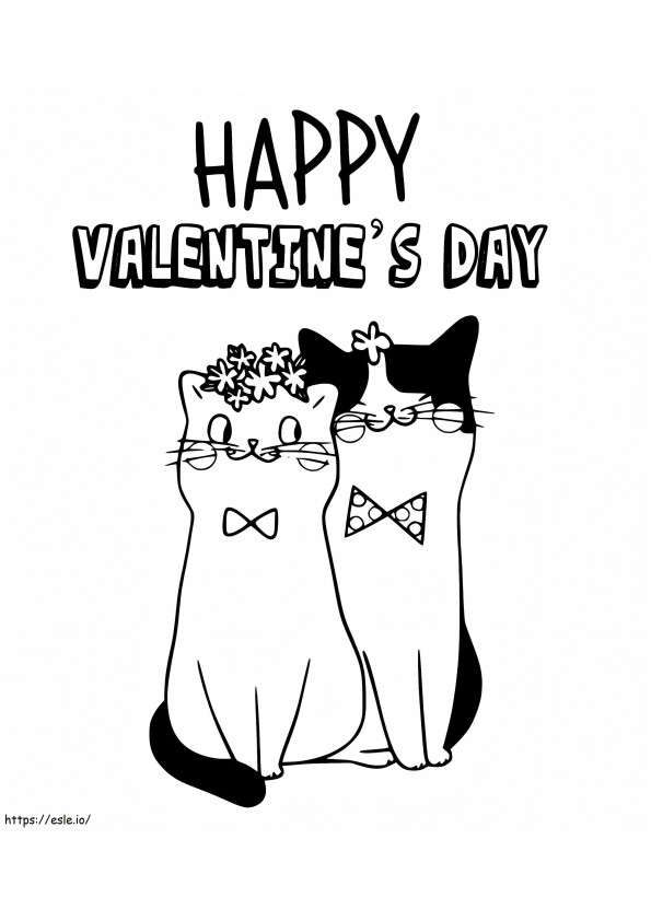 Coloriage Couple de chats à imprimer dessin