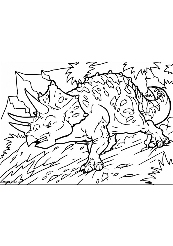 Kızgın Triceratops Koşuyor boyama