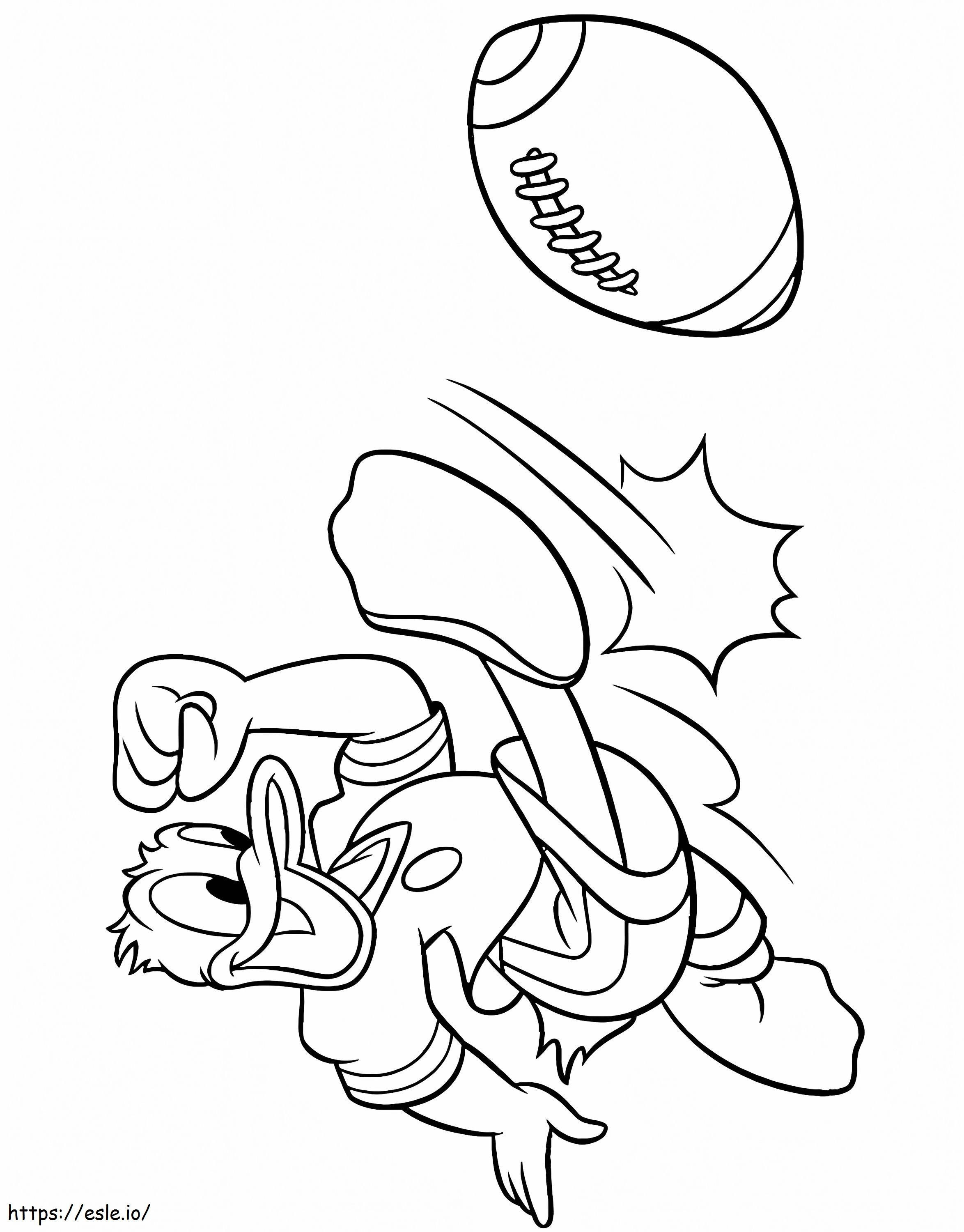 Coloriage Donald avec le football à imprimer dessin