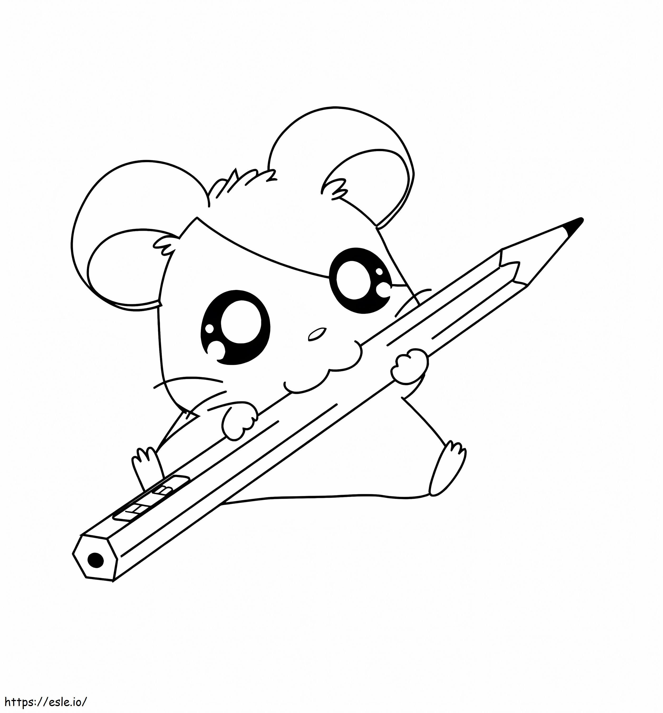 Hamster With Pencil coloring page