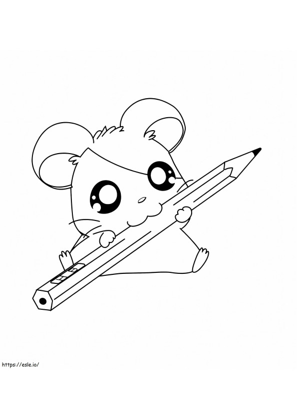 Hamster With Pencil coloring page