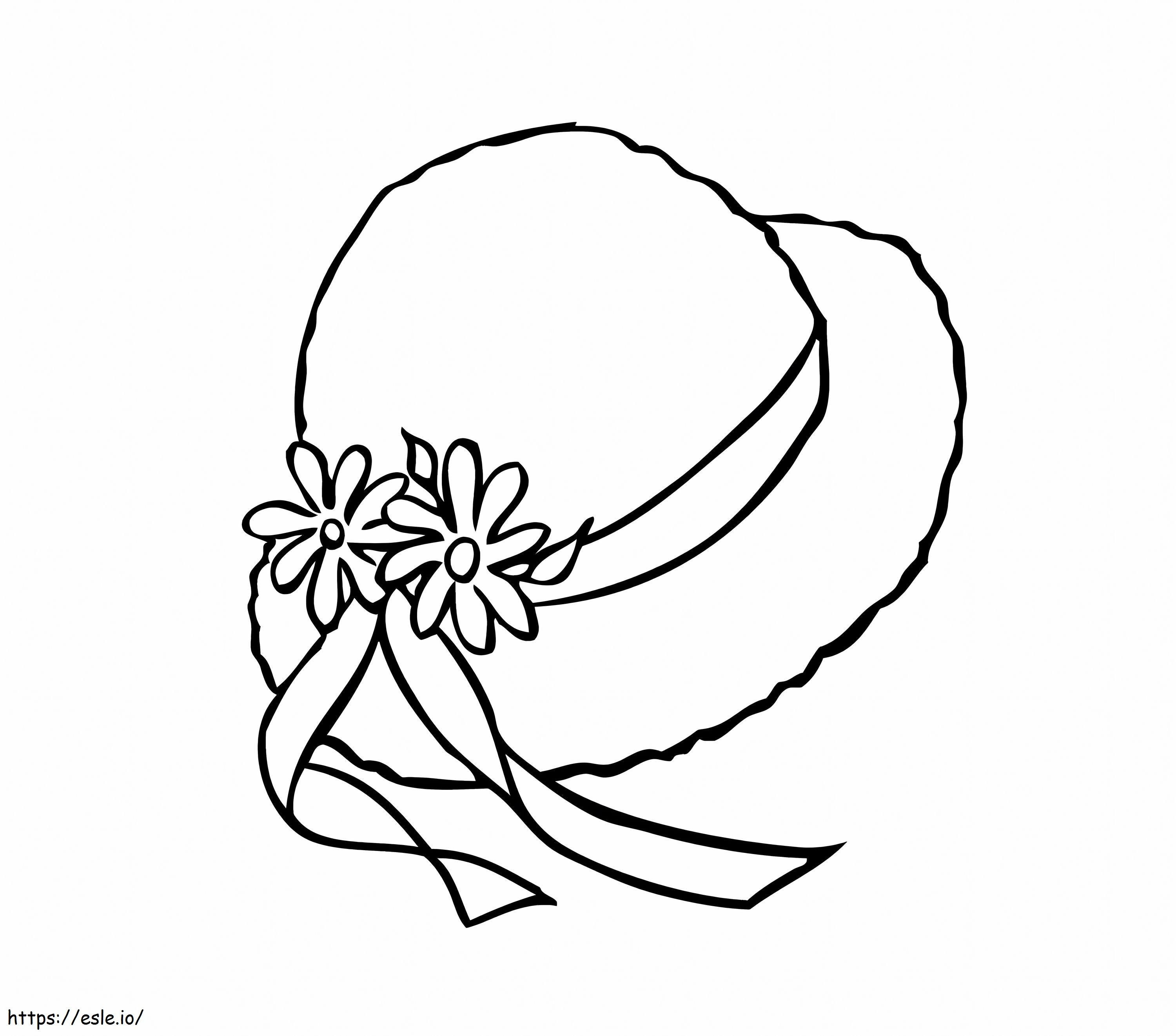 Hut mit zwei Blumen ausmalbilder