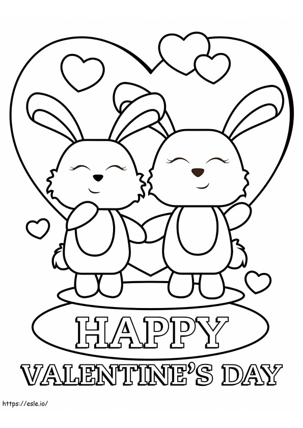 Valentine Bunnies coloring page